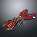 Futuristic Cosmic Spaceship With Red Black And Yellow Aerodynamic Design For Interstellar Travel