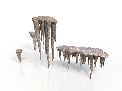 Natural Cave Rock Formations With Icicle Like Drip Stones And Textured Surfaces 3d model