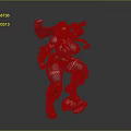 Blue Skinned Female Warrior in Armored Outfit Holding Large Axe With Skull at Feet