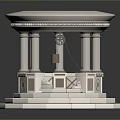 White Classical Structure With Round Roof Columns Stepped Base And Blue Center 3d model