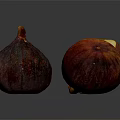 Whole and Halved Figs with Deep Purple and Orange Red Skins on Gray Reflective Background