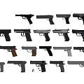 Collection of Various Handgun Models With Different Colors and Designs Displayed