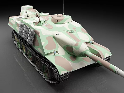 Detailed Military Tank With Camouflage Pattern Turret Tracks And Gun Barrel 3d model