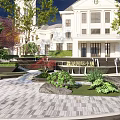 Scenic Feature Wall Landscape Design With Surrounding Greenery And Water Feature