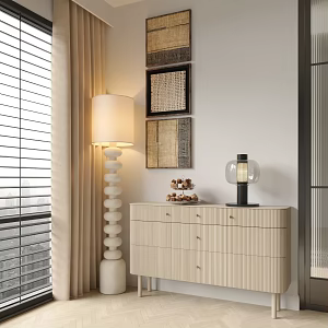 Modern Entrance Cabinet Floor Lamp Curtain Hanging Picture Ornaments 3d model