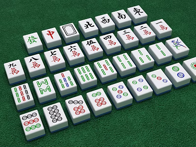 Mahjong Tiles For Traditional Chinese Board Game Entertainment With Various Suits Numbers And Symbols 3d model