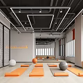 Spacious Bright Fitness Studio With Yoga Mats Exercise Balls And Mirror Walls