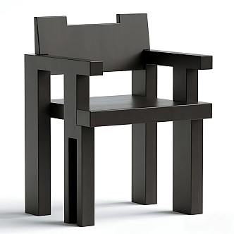 Style Lacquered Wood Dining Chair 3d model