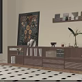 Modern Wooden Bookcase Interior With Storage Boxes Books And Decorative Vase