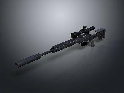 Modern Sniper Rifle with Telescopic Sight Suppressor and Tactical Rail System Design 3d model