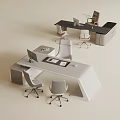 Minimalist Modern Office Desk With Ergonomic Chairs Computer Monitors And Sleek Storage Cabinets