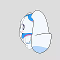 Cute White Cartoon Character With Big Blue Ears Head Decoration And Scarf