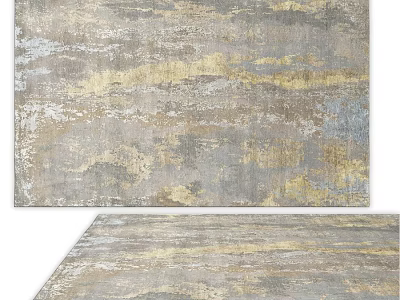 Square Area Rug With Gray Gold Blue Abstract Textured Design For Modern Decor 3d model