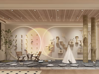 Modern Mall Store Interior With Open Layout Display Shelves Seating And Decorative Elements 3d model