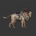 Mythical Horned Lion With Ornate Saddle As Fantasy Game Movie Character