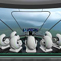 Futuristic Cockpit Interior With White Seats Control Panel And Scenic View 3d model