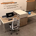 Modern Office Interior With Wooden Desk Office Chairs Computers And Nature Peace Wall Art
