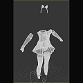 Women's Fashion Outfit With Black Corset Leopard Print Sleeves Skirt Gray Stockings And Bow Hairpieces
