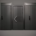 Modern Dark Security Doors With Vertical Stripes Geometric Pattern And Metal Handles 3d model