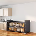 Modern Kitchen Interior Featuring White Cabinets And Open Storage Shelves