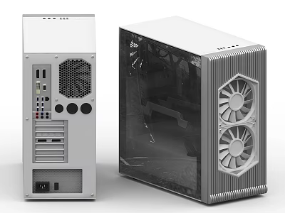 Modern PC Cases With Transparent Side Panel Cooling Fans And Front Ports 3d model