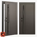 Sleek Modern Hinged Doors With Dark Gray Surface And Slim Black Handles Design