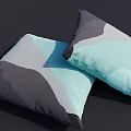 Stylish Camouflage Patterned Throw Pillows In Light Blue And Dark Gray Geometric Design