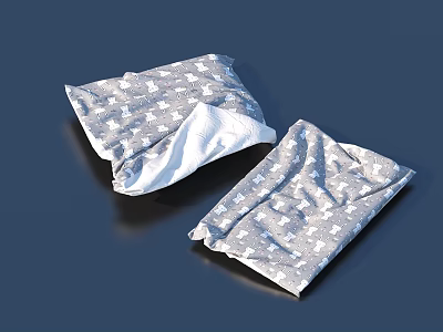 Gray Fabric With White Patterns Soft Textile For Home Use On Dark Surface 3d model