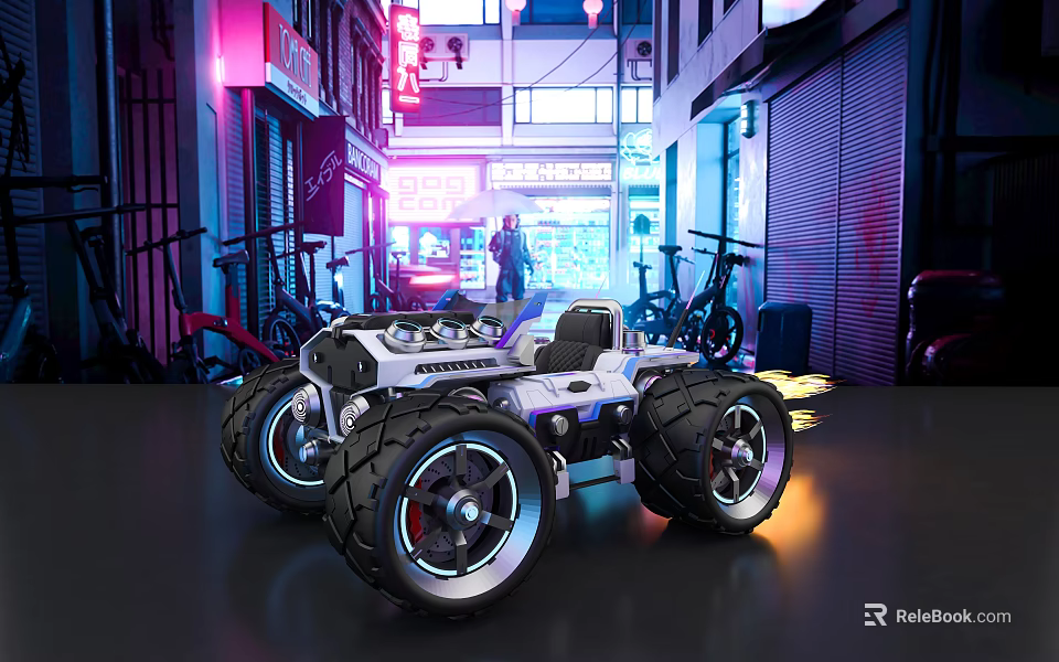 Modern Electric Toy Car With Large Wheels LED Lights For Kids Ride On Fun 3d model 