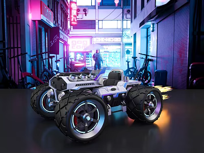 Modern Electric Toy Car With Large Wheels LED Lights For Kids Ride On Fun 3d model