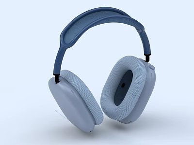 Over Ear Headphones With Blue Headband And Gray Comfortable Ear Cushions Modern Design 3d model