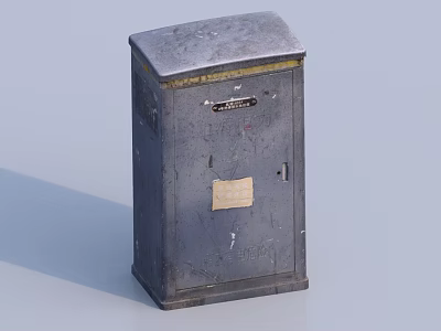 Heavy Duty Metal Industrial Equipment With Worn Surface Lockable Door And Sticker 3d model