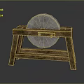 Traditional Stone Mill Hardware Tool with Wooden Stand Designed for Grinding Grain