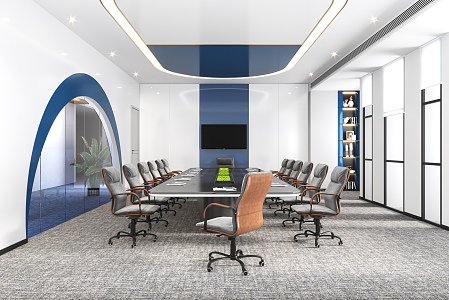 Modern conference room meeting table and chair combination 3d model