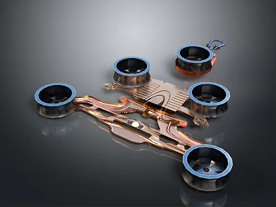 Advanced Drone Frame With Four Blue Motors And Precision Metallic Components 3d model