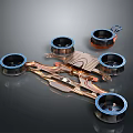 Advanced Drone Frame With Four Blue Motors And Precision Metallic Components
