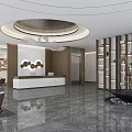 Luxurious Hotel Lobby Interior With Marble Floor Reception Desk Chandelier And Seating Area