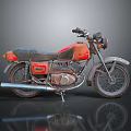 Vintage Rusted Red and Gray Motorcycle Featuring Classic Body Seat Exhaust and Wheels