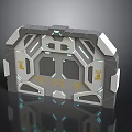 Futuristic Sci Fi Gate With Geometric Design Illuminated LED Stripes And Control Panels