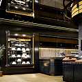 Modern Dessert Shop Interior With Display Counter And Fresh Pastries Selection