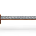 Minimalist Wooden Bench Design With Plaid Cushion And Curved Armrests