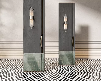 Modern Screen Modern Hotel Screen Glass Bubble Wall Lamp Stone Black Wood Screen Pillar Wall Lamp 3d model