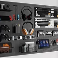 Digital combination game equipment computer keyboard wireless headset game machine hole board 3d model