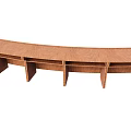 Curved Wooden Office Desk Featuring Multiple Compartments And Sturdy Structure 3d model