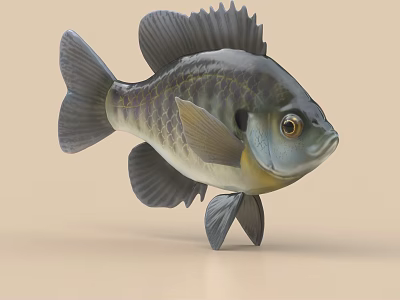 Realistic 3D Rendered Dark Striped Fish With Large Eyes Prominent Dorsal Fin And Shiny Scales 3d model