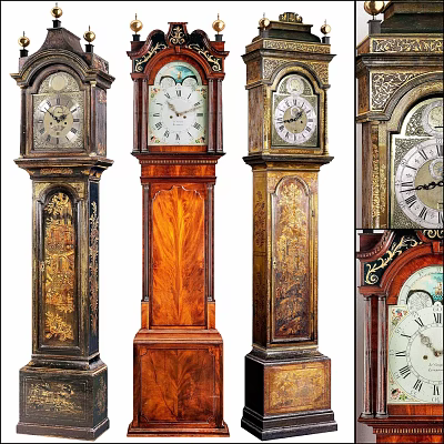 Antique Grandfather Clocks With Ornate Carvings And Classic Wooden Designs 3d model