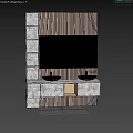 Modern Bathroom Vanity With Wooden Striped Wall Black Cabinetry Double Sinks Large Mirror And Recessed Lighting