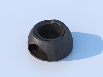 Black Matte Finish Household Item with Dual Circular Openings on Light Blue Background 3d model