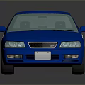 Blue Sedan 3D Render With Sporty Design Shiny Exterior And Black Wheels