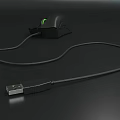 Ergonomic Black Wired Gaming Mouse With Green Light And USB Cable Design 3d model